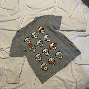 Pick any 5 for $15 Gray and White Skull Print Long Sleeve Tee